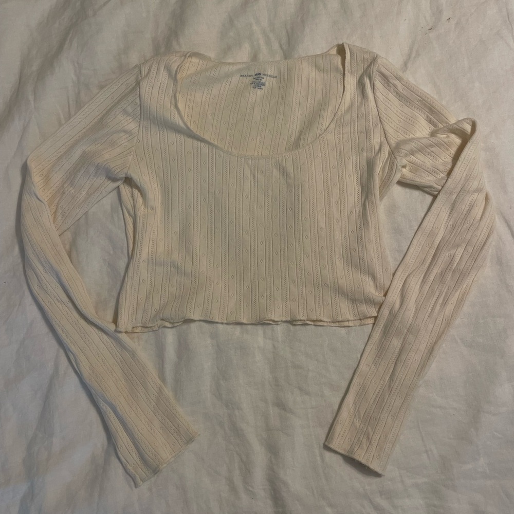 Brandy Melville long sleeve cream crop top, OS